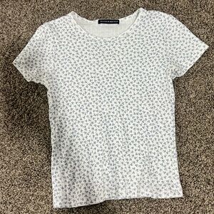 Brandy Melville Floral Pointelle Baby Tee